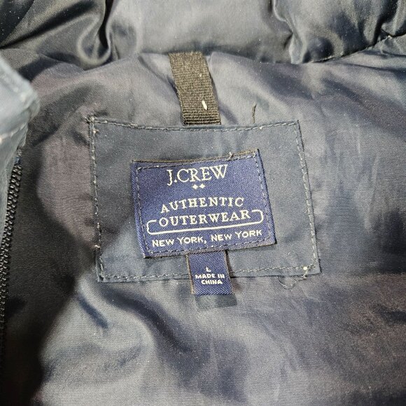 J Crew Vest Mens Large Navy Blue Down Fill Preppy Full Zip Puffer - Picture 2 of 7